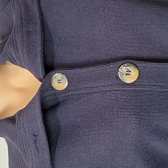 Karen Scott SPORT Navy Blue Button Down Knit Cardigan - Picture 5 of 12